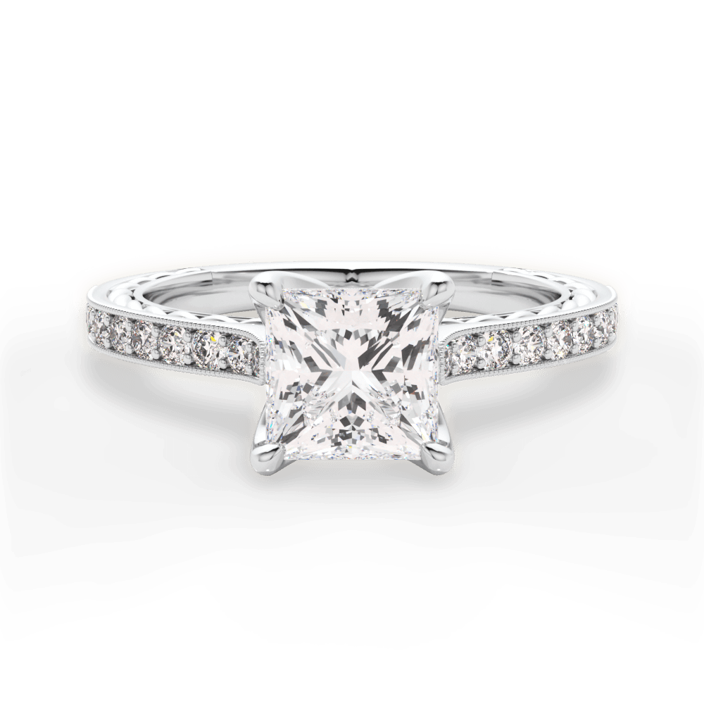 Gilda Princess Cut Lab Grown Diamond 18Kt White Gold Engagement Ring