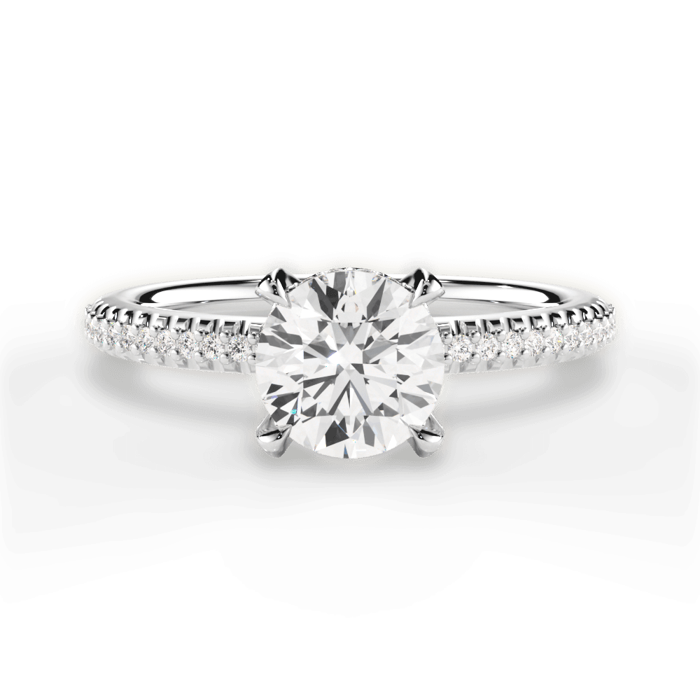 Helen Round Cut Lab Grown Diamond Platinum Engagement Ring
