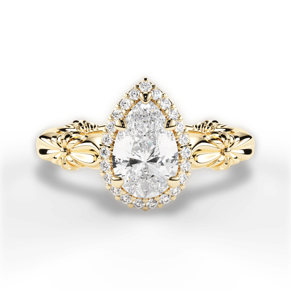 Erica Pear Cut Lab Grown Diamond 18Kt Yellow Gold Engagement Ring