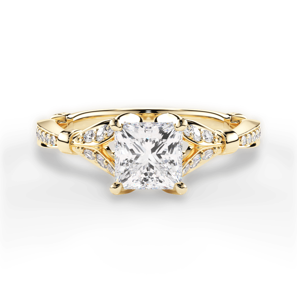 Geraldine Princess Cut Lab Grown Diamond 18Kt Yellow Gold Engagement Ring