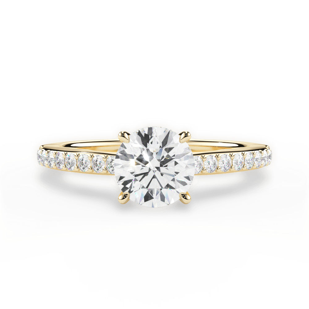 Joan Round Cut Lab Grown Diamond 18Kt Yellow Gold Engagement Ring