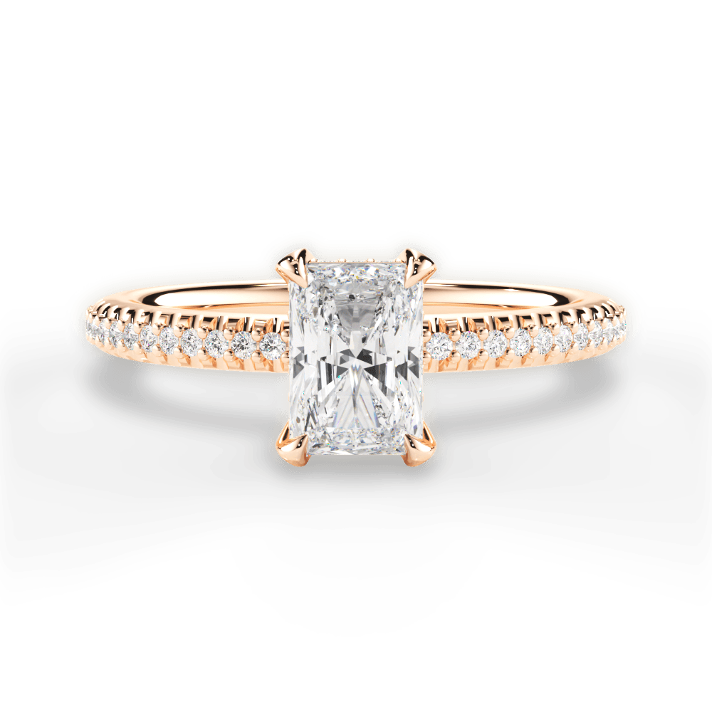 Helen Radiant Cut Lab Grown Diamond 18Kt Rose Gold Engagement Ring