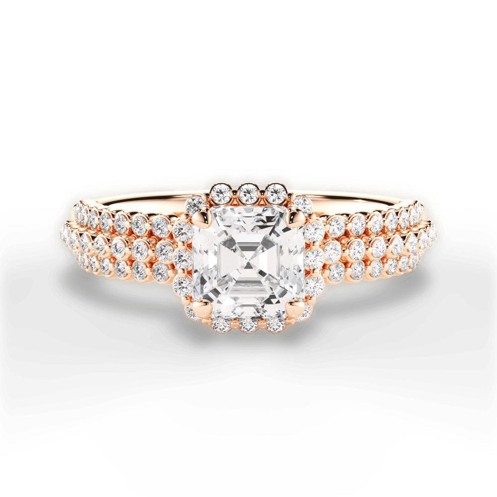 Jocelyn Asscher Cut Lab Grown Diamond 18Kt Rose Gold Engagement Ring