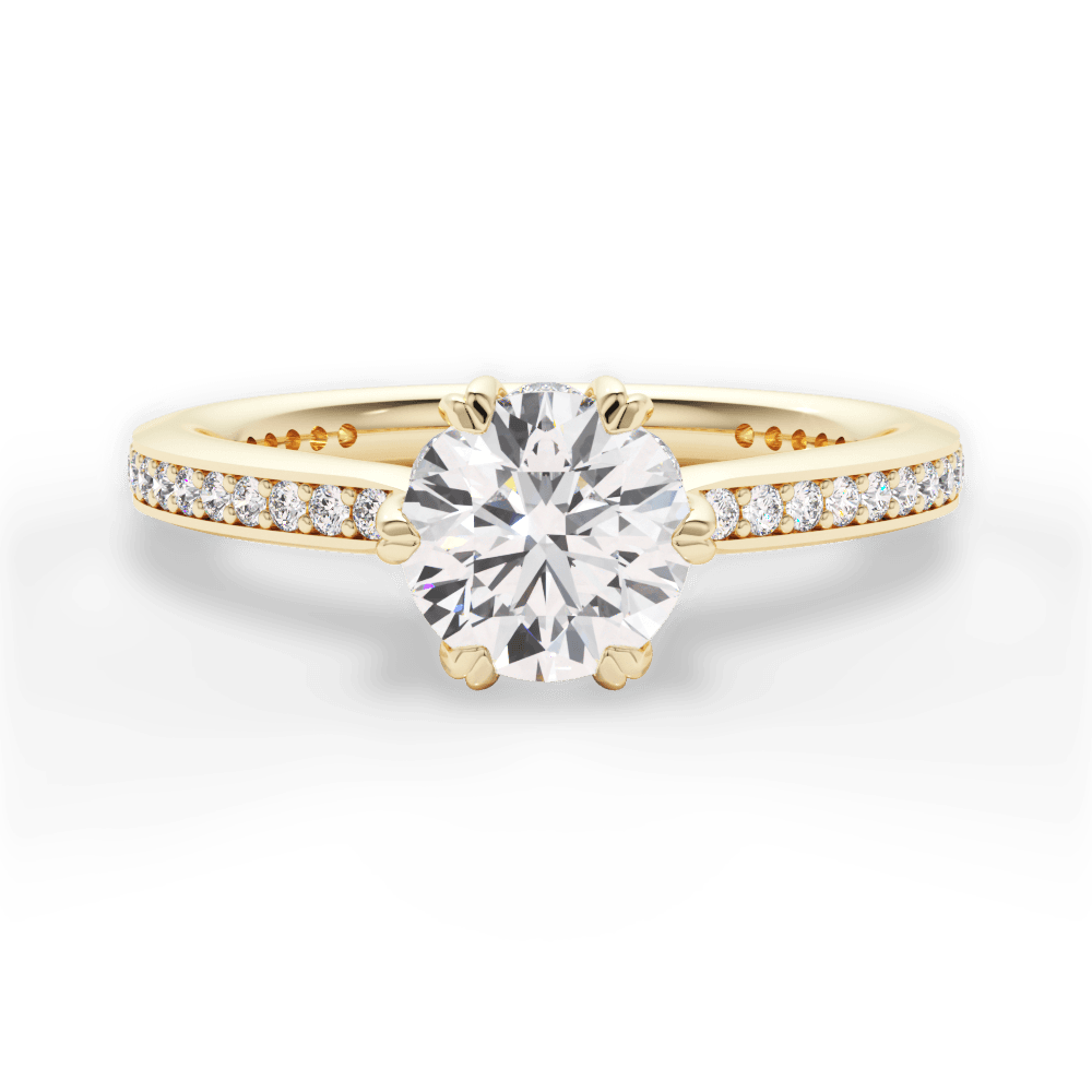 Louise Round Cut Lab Grown Diamond 18Kt Yellow Gold Engagement Ring