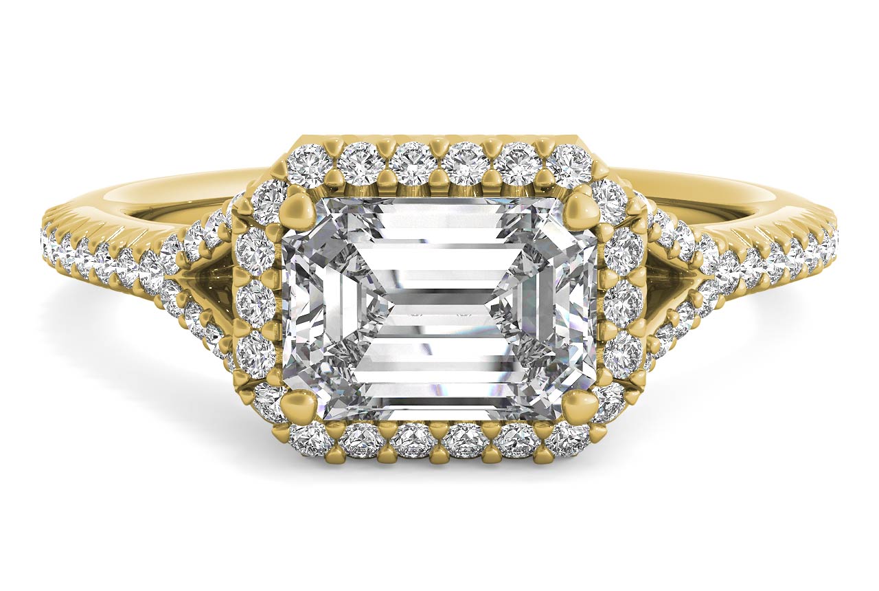 Kate Emerald Cut Lab Grown Diamond 18Kt Yellow Gold Engagement Ring