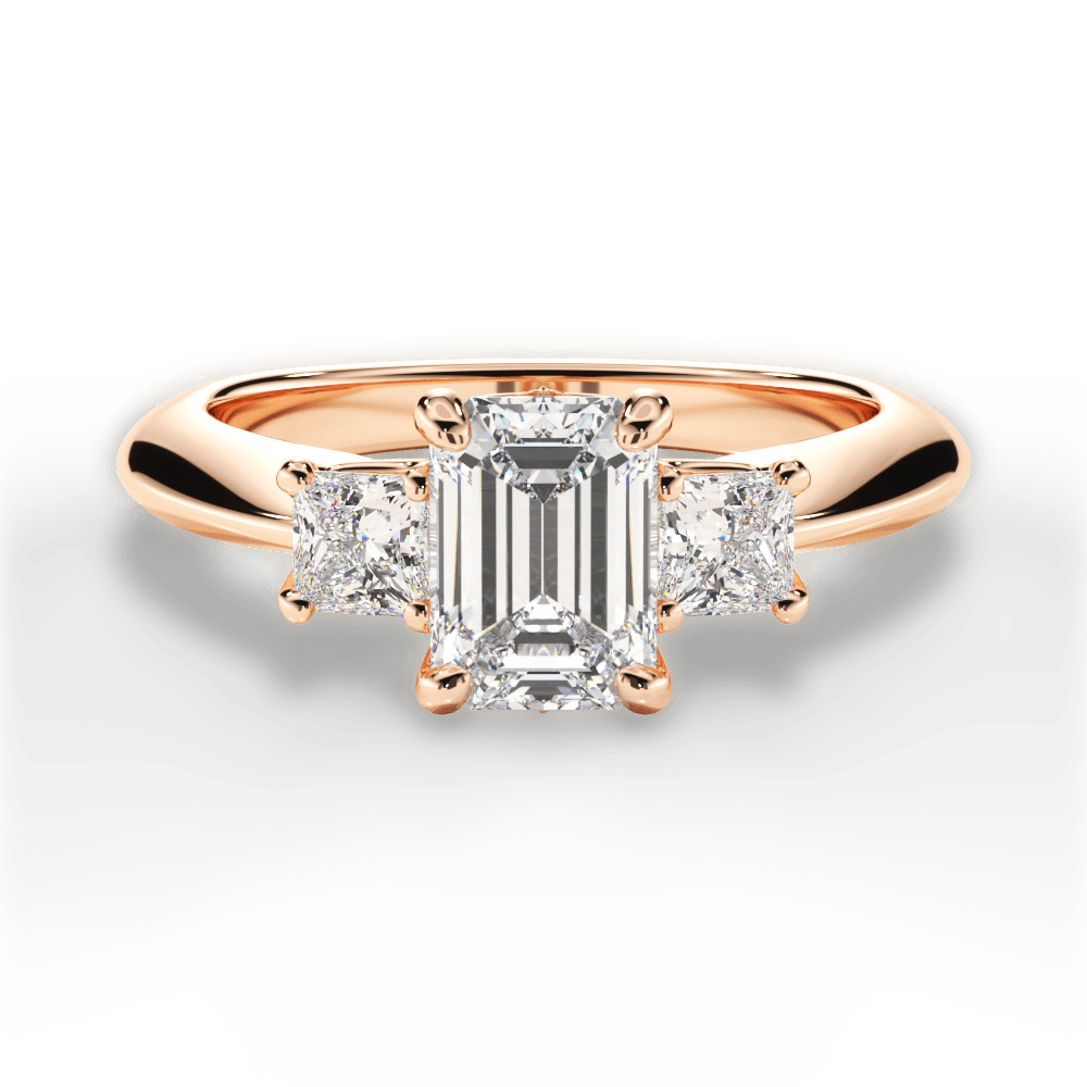 Dorothy Emerald Cut Lab Grown Diamond 18Kt Rose Gold Engagement Ring