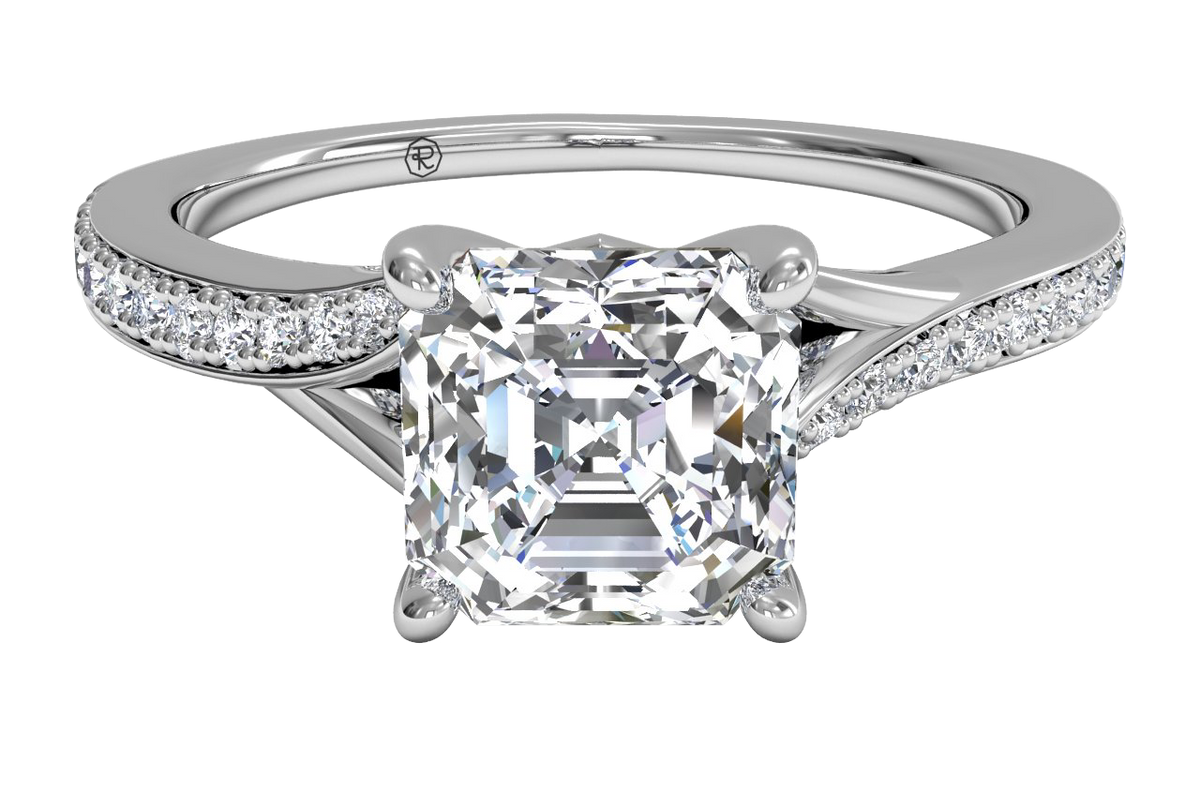 Elise Asscher Cut Lab Grown Diamond 18Kt White Gold Engagement Ring