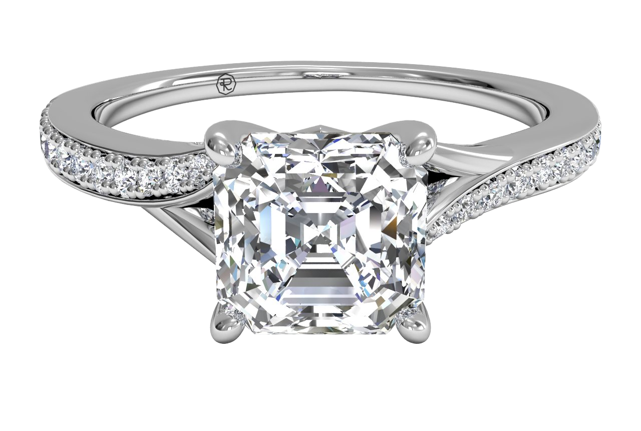 Elise Asscher Cut Lab Grown Diamond 18Kt White Gold Engagement Ring