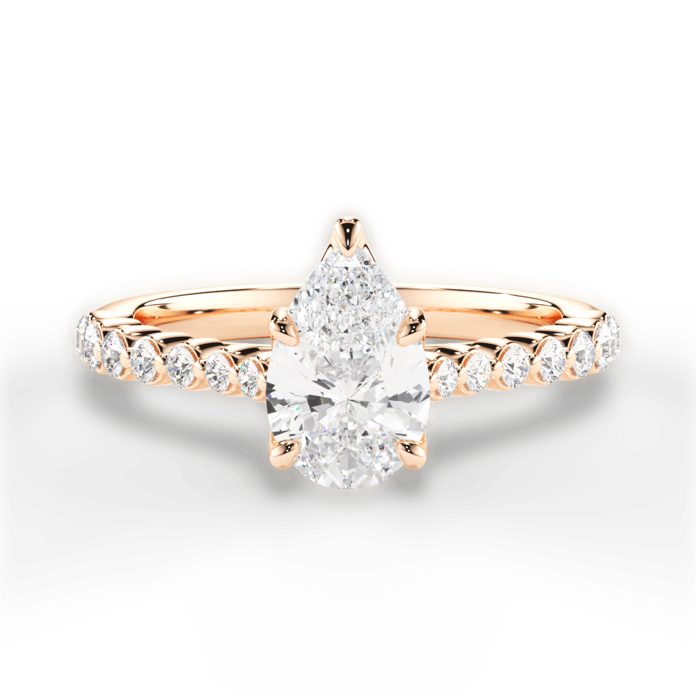 Dana Pear Cut Lab Grown Diamond 18Kt Rose Gold Engagement Ring