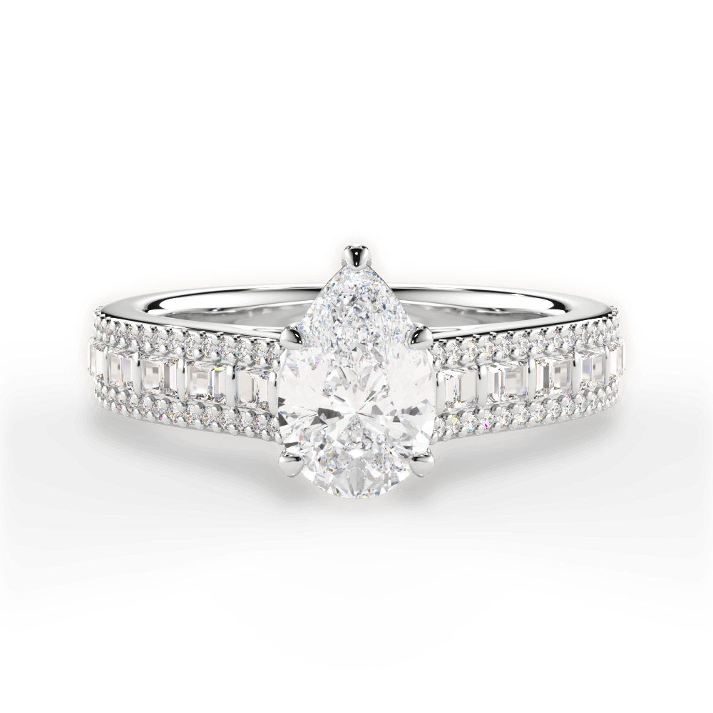 Lynn Pear Cut Lab Grown Diamond 14Kt White Gold Engagement Ring