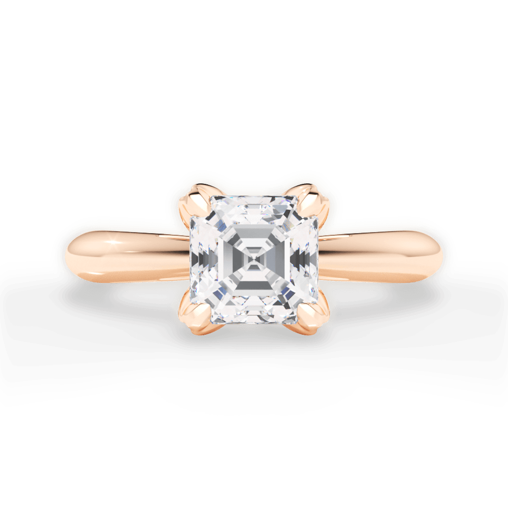 Elaine Asscher Cut Lab Grown Diamond 18Kt Rose Gold Engagement Ring