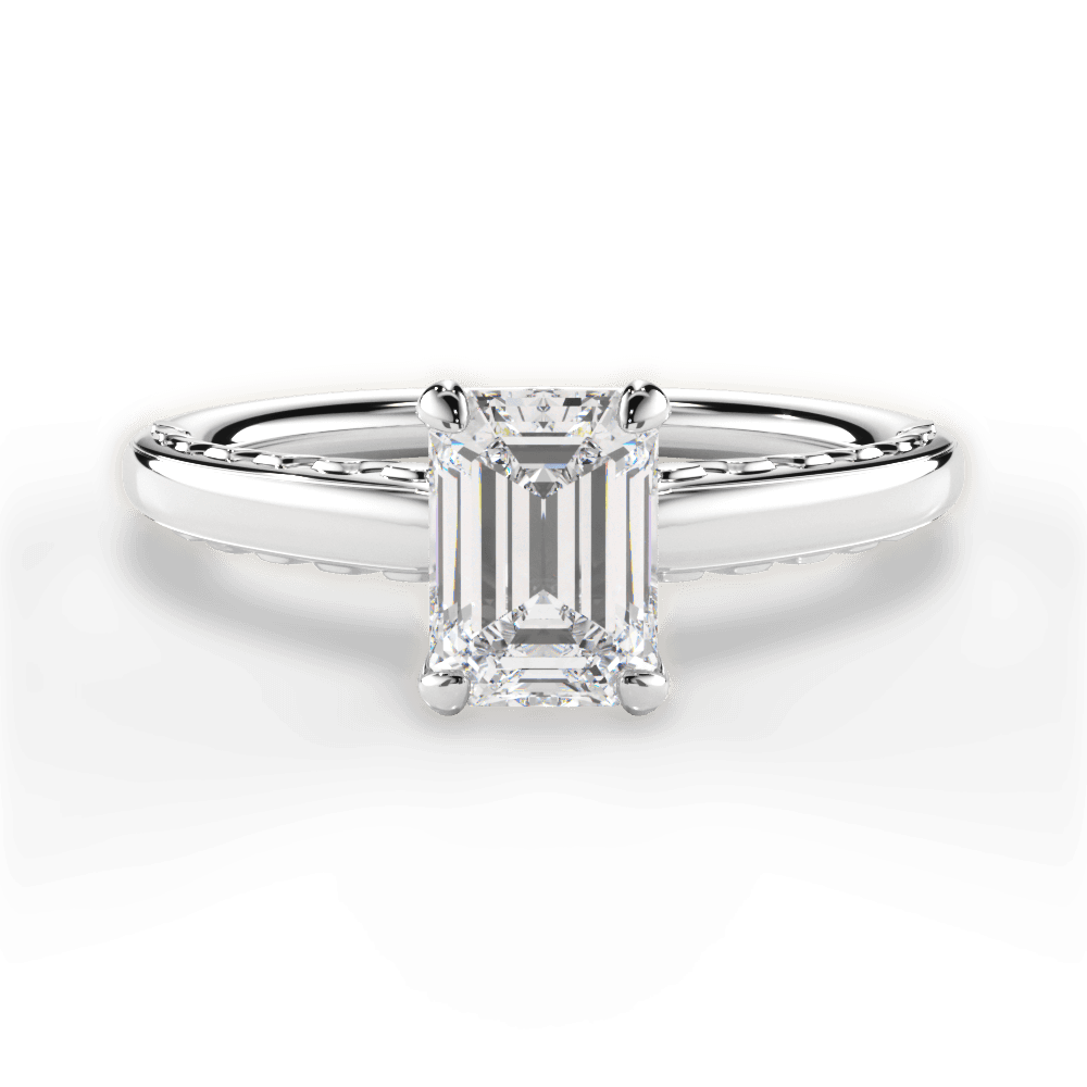 Annette Emerald Cut Lab Grown Diamond 14Kt White Gold Engagement Ring