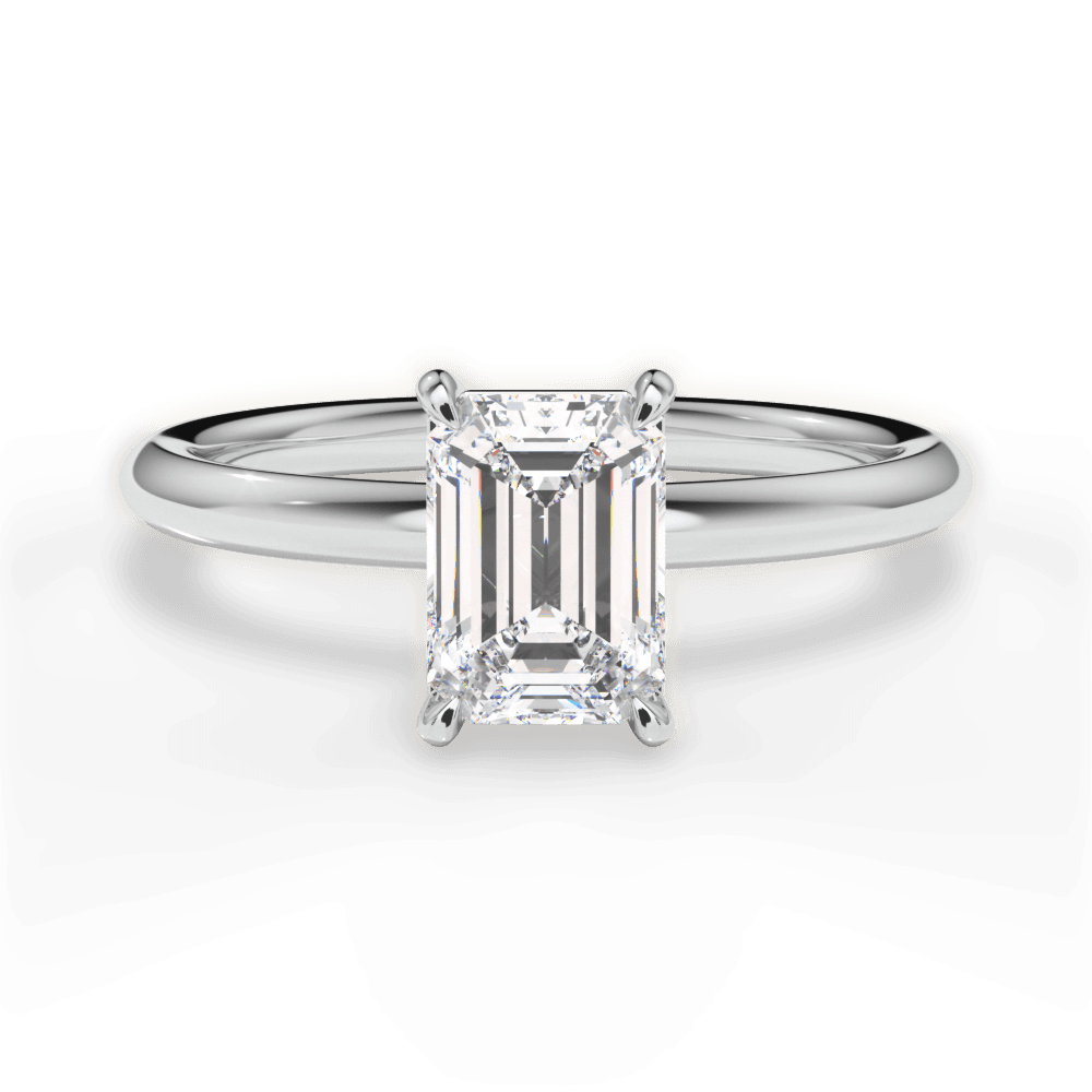 Brenda Emerald Cut Lab Grown Diamond 18Kt White Gold Engagement Ring