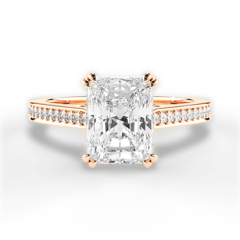 Denise Radiant Cut Lab Grown Diamond 18Kt Rose Gold Engagement Ring