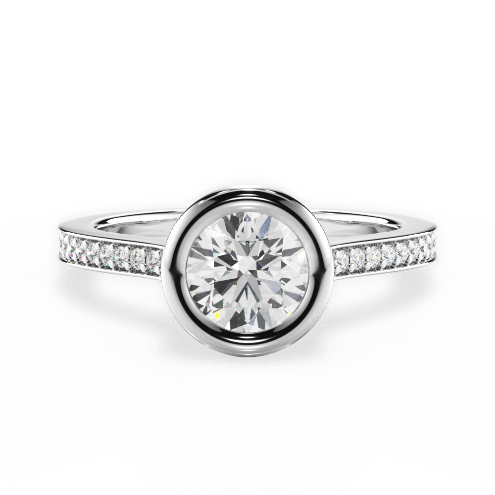 Deanna Round Cut Lab Grown Diamond 18Kt White Gold Engagement Ring