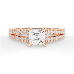 Jessica Asscher Cut Lab Grown Diamond 18Kt Rose Gold Engagement Ring