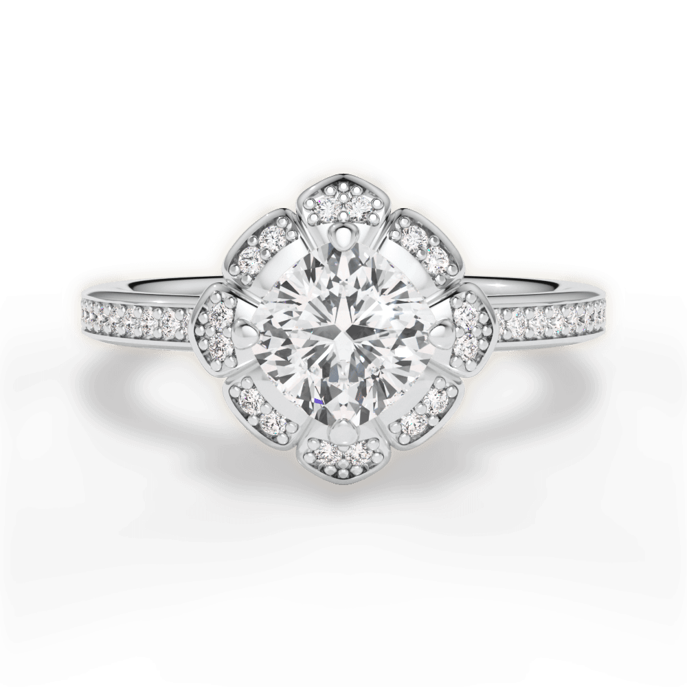 Hayley Cushion Cut Lab Grown Diamond Platinum Engagement Ring