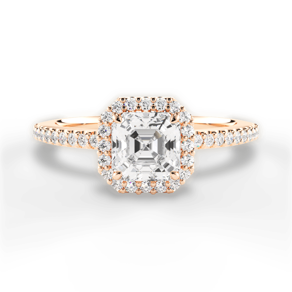 Joanne Asscher Cut Lab Grown Diamond 18Kt Rose Gold Engagement Ring