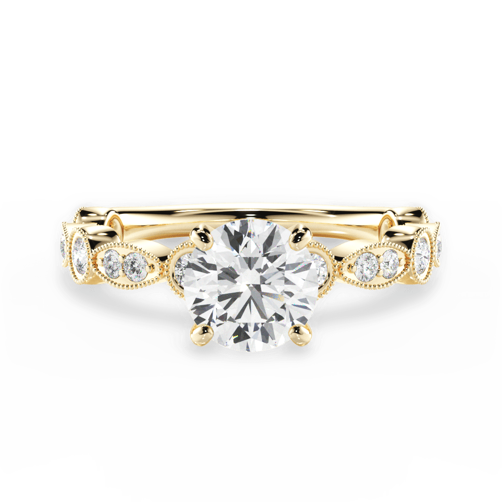 Edith Round Cut Lab Grown Diamond 18Kt Yellow Gold Engagement Ring