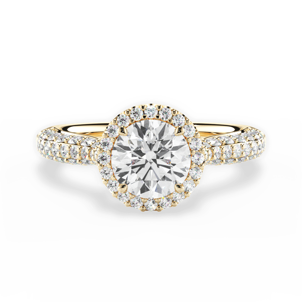 Lucy Round Cut Lab Grown Diamond 18Kt Yellow Gold Engagement Ring