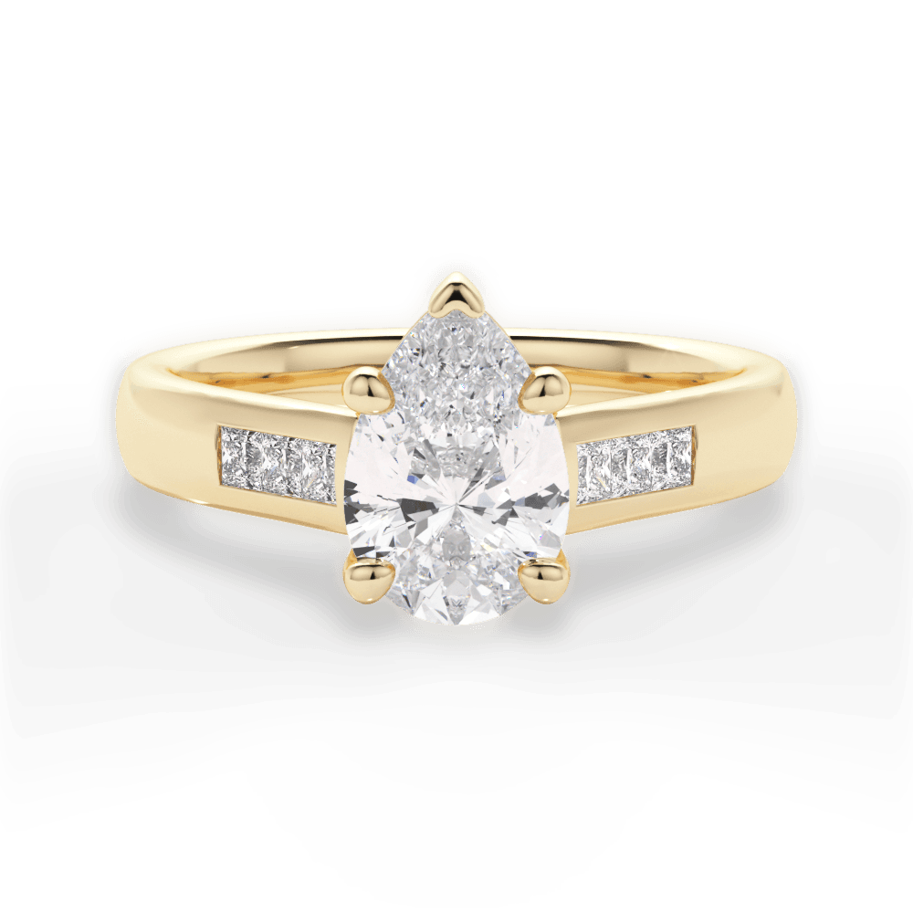 Brittany Pear Cut Lab Grown Diamond 18Kt Yellow Gold Engagement Ring