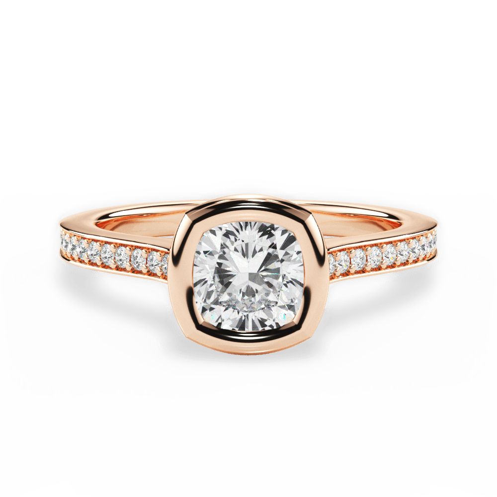 Deanna Cushion Cut Lab Grown Diamond 18Kt Rose Gold Engagement Ring