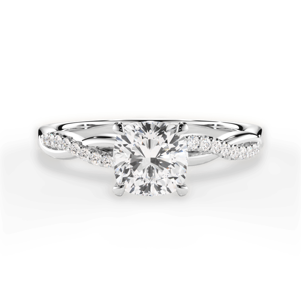 Charlotte Cushion Cut Lab Grown Diamond 14Kt White Gold Engagement Ring