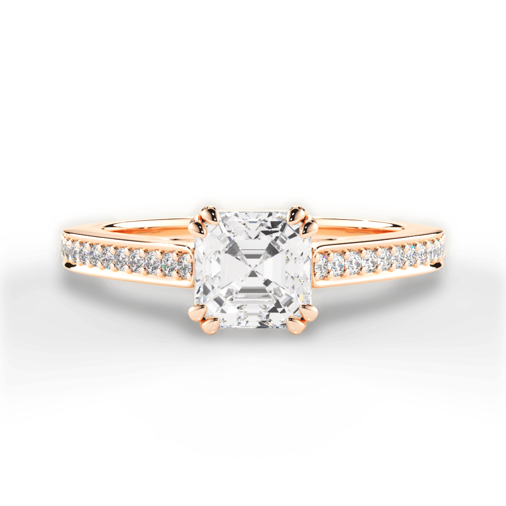 Denise Asscher Cut Lab Grown Diamond 18Kt Rose Gold Engagement Ring