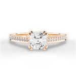 Denise Asscher Cut Lab Grown Diamond 18Kt Rose Gold Engagement Ring