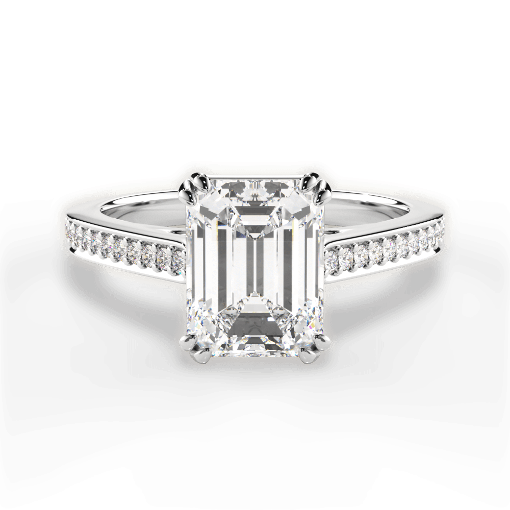 Denise Emerald Cut Lab Grown Diamond 18Kt White Gold Engagement Ring