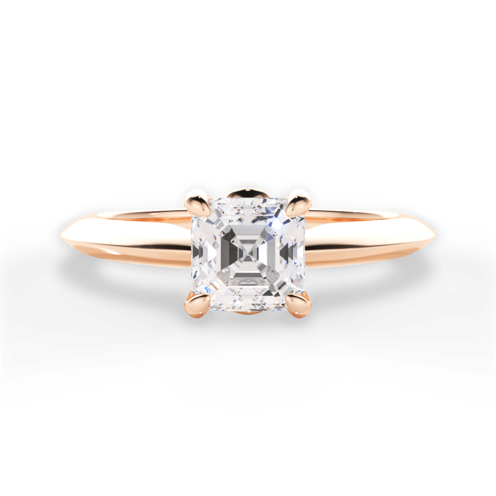 Diana Asscher Cut Lab Grown Diamond 18Kt Rose Gold Engagement Ring