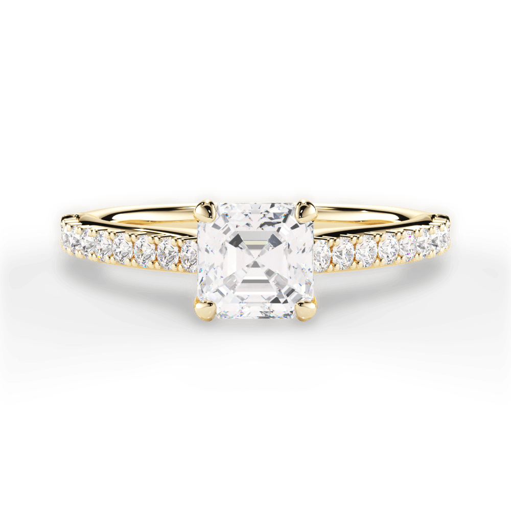 Frances Asscher Cut Lab Grown Diamond 18Kt Yellow Gold Engagement Ring