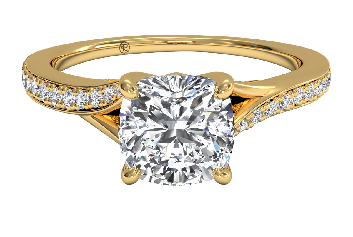 Elise Cushion Cut Lab Grown Diamond 18Kt Yellow Gold Engagement Ring