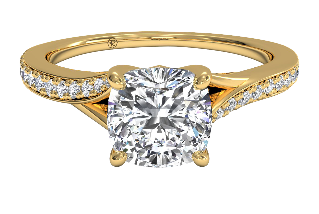 Elise Cushion Cut Lab Grown Diamond 18Kt Yellow Gold Engagement Ring