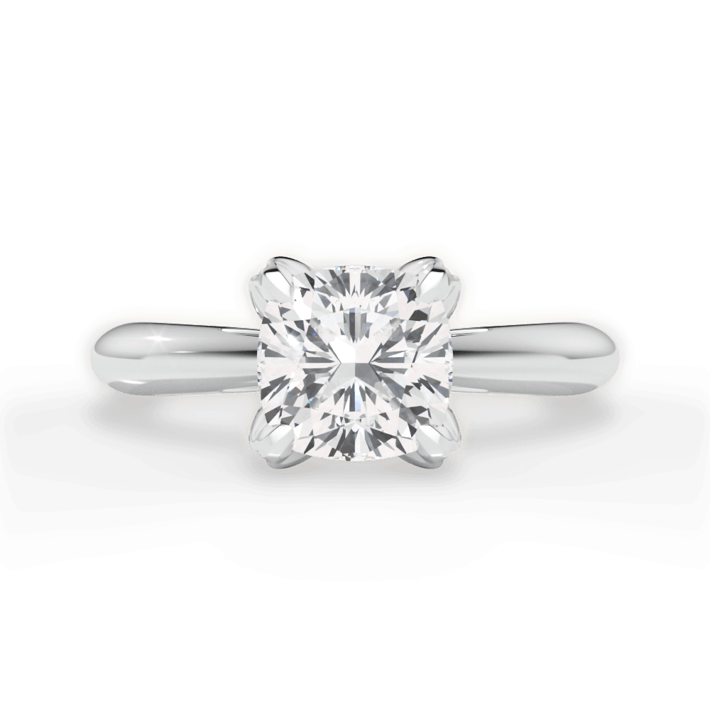 Elaine Cushion Cut Lab Grown Diamond 18Kt White Gold Engagement Ring