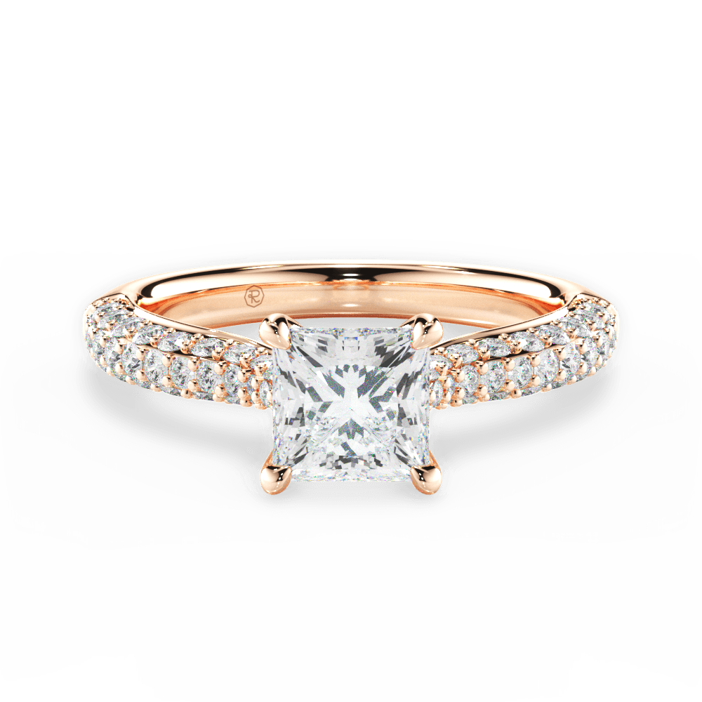 Kira Princess Cut Lab Grown Diamond 18Kt Rose Gold Engagement Ring