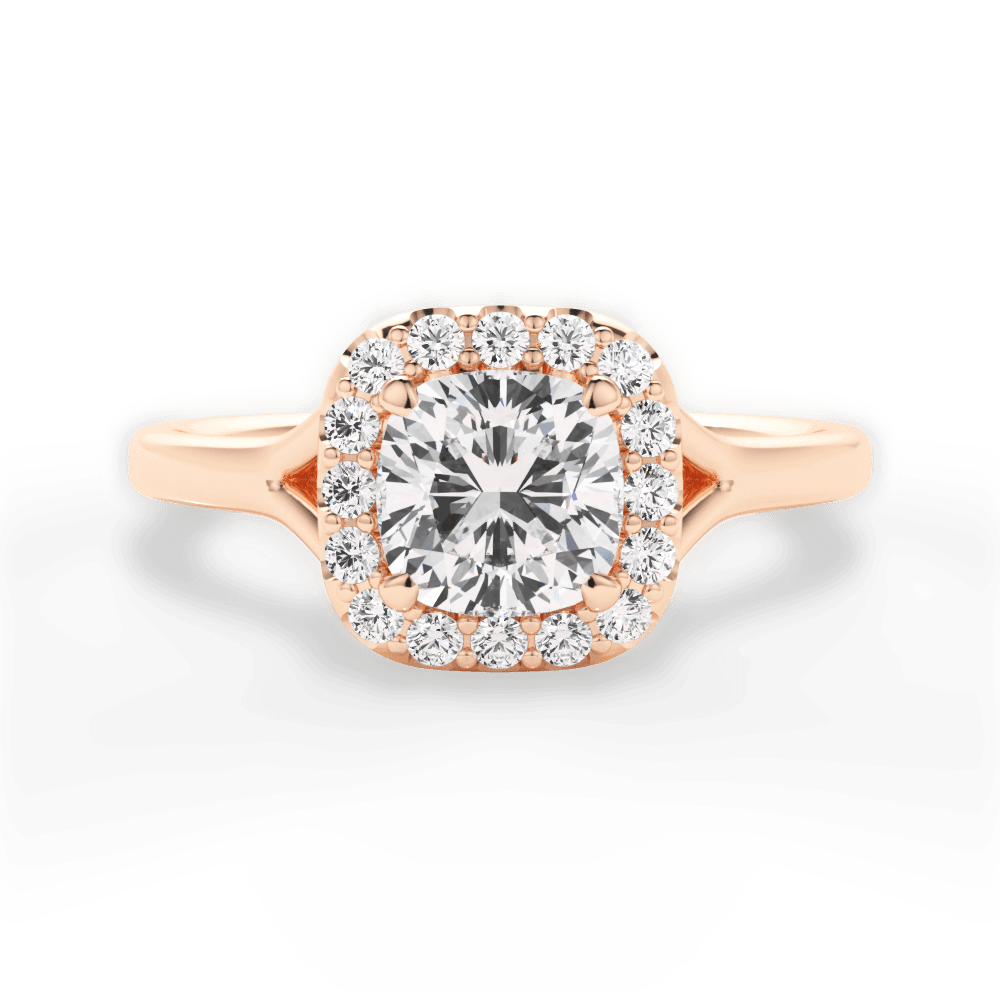 Geneva Cushion Cut Lab Grown Diamond 18Kt Rose Gold Engagement Ring