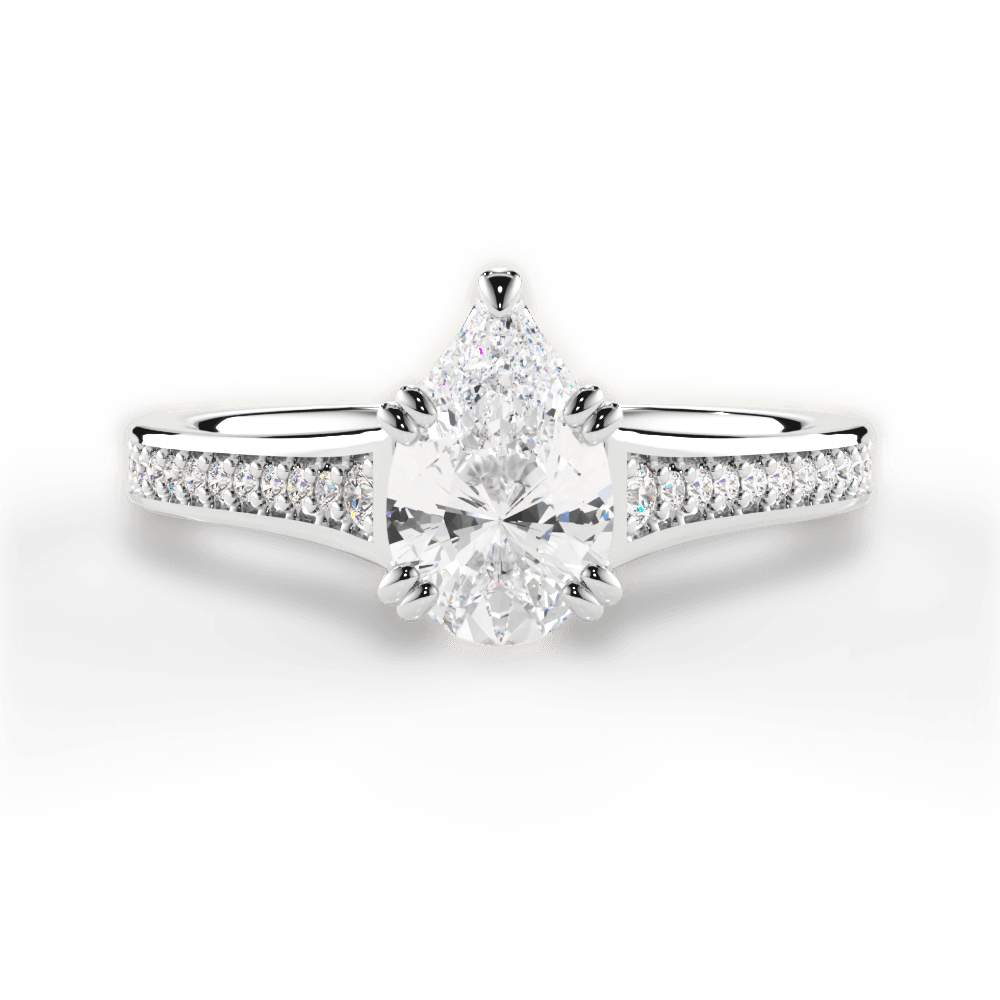 Delia Pear Cut Lab Grown Diamond 14Kt White Gold Engagement Ring