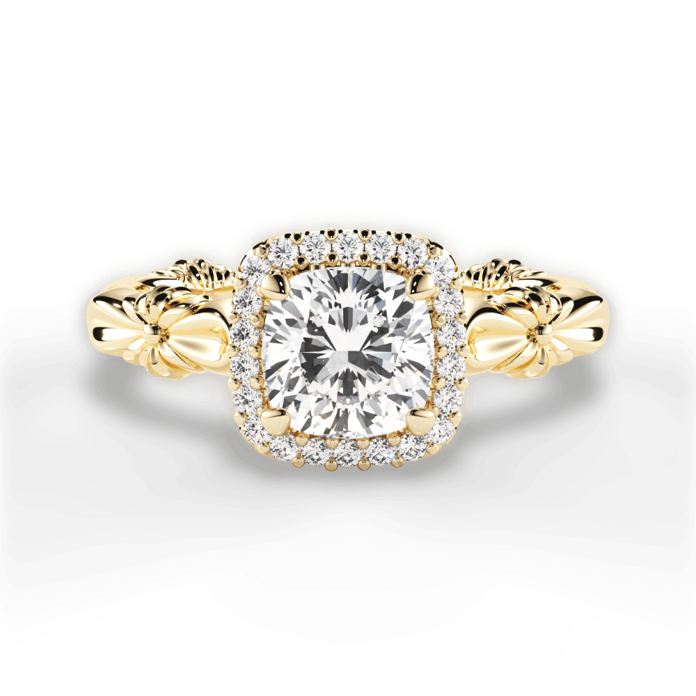 Erica Cushion Cut Lab Grown Diamond 18Kt Yellow Gold Engagement Ring