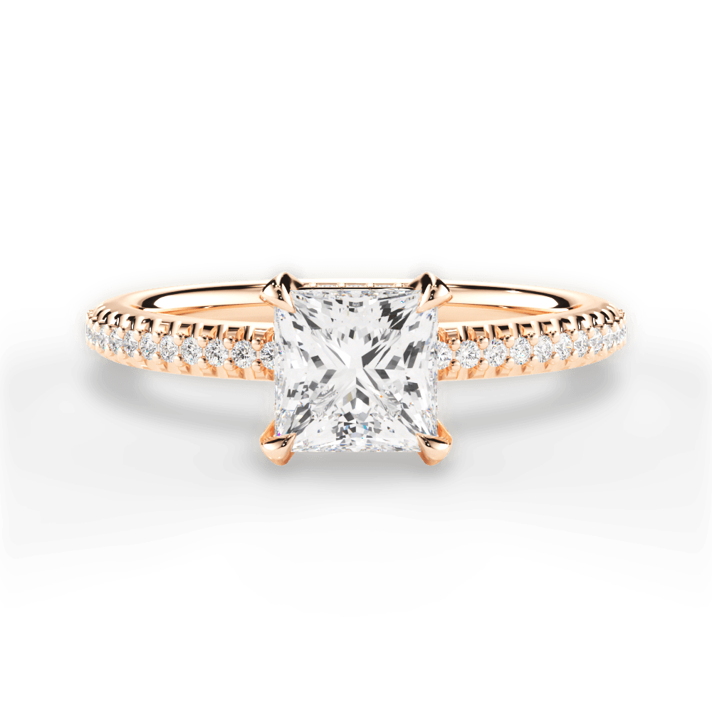 Helen Princess Cut Lab Grown Diamond 18Kt Rose Gold Engagement Ring