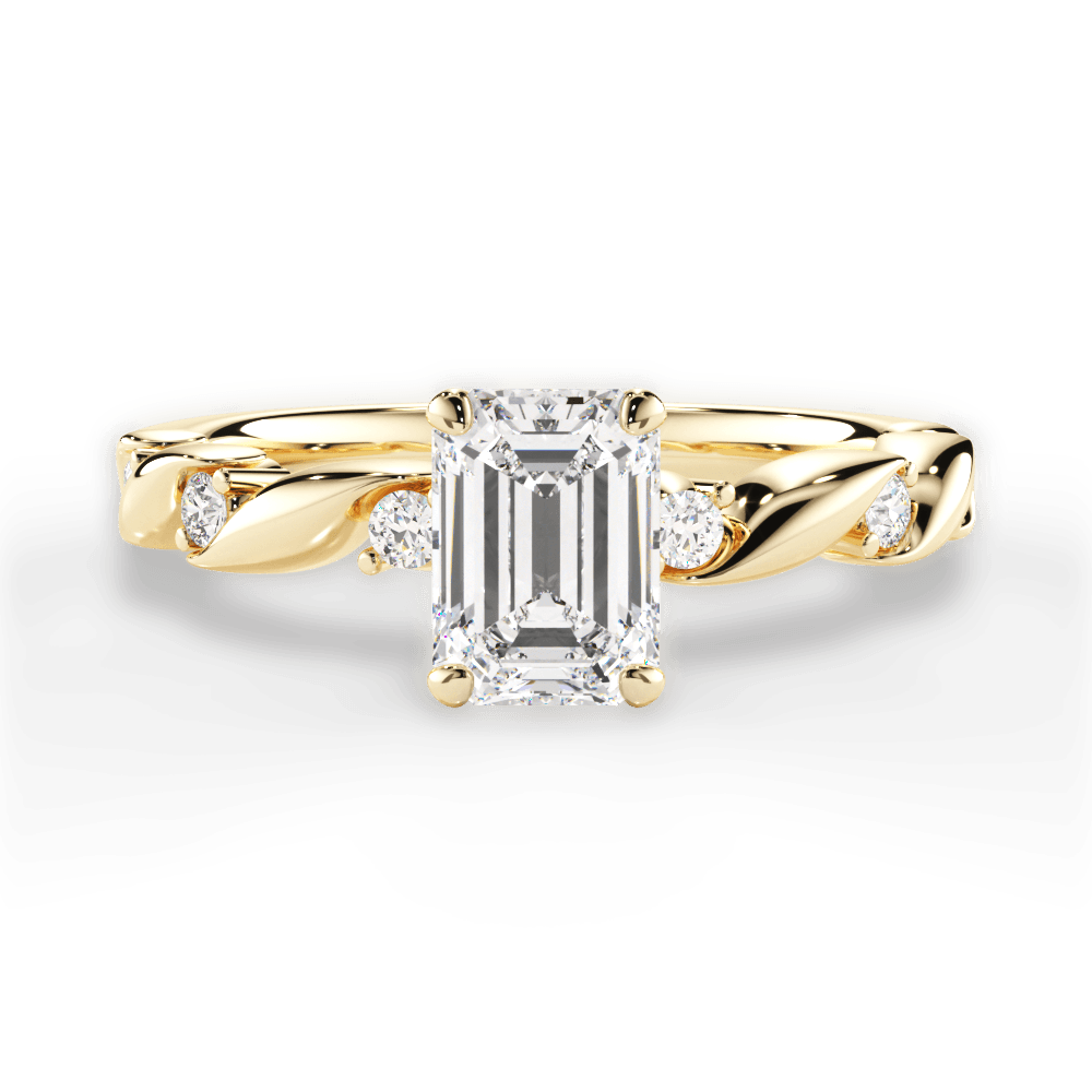 Emma Emerald Cut Lab Grown Diamond 18Kt Yellow Gold Engagement Ring