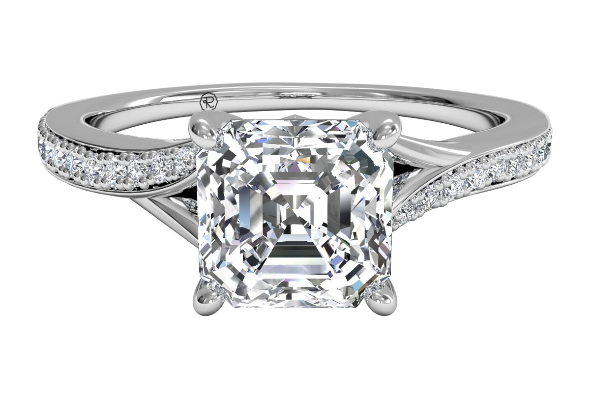 Elise Asscher Cut Lab Grown Diamond 14Kt White Gold Engagement Ring