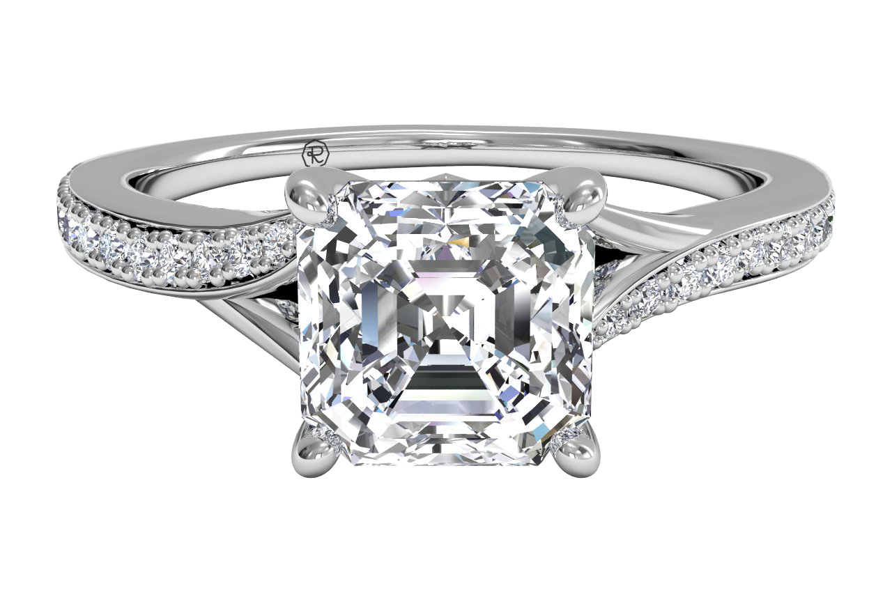 Elise Asscher Cut Lab Grown Diamond 14Kt White Gold Engagement Ring