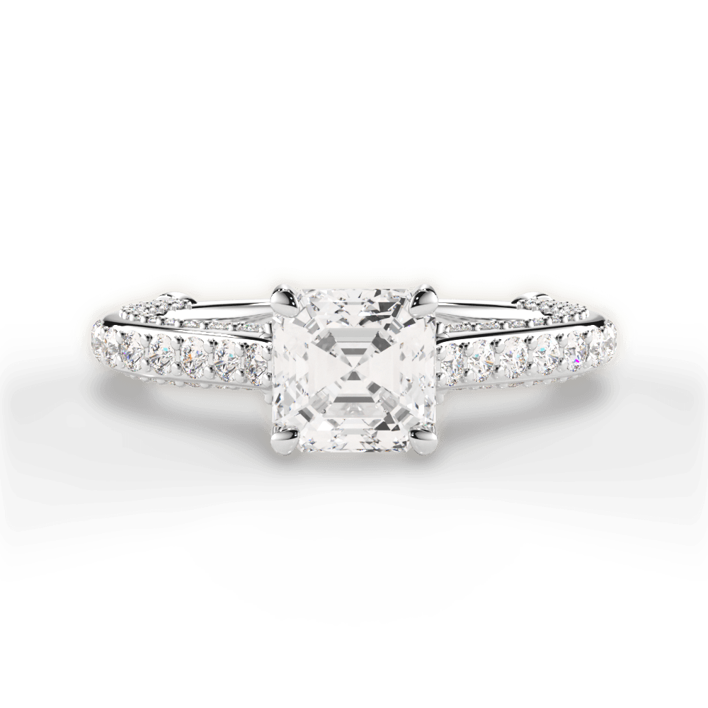 Lindsay Asscher Cut Lab Grown Diamond 14Kt White Gold Engagement Ring