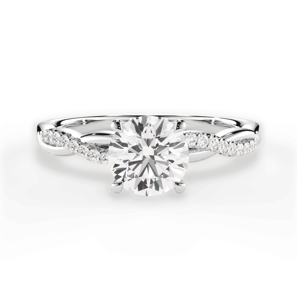 Charlotte Round Cut Lab Grown Diamond 18Kt White Gold Engagement Ring