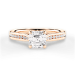 Elena Asscher Cut Lab Grown Diamond 18Kt Rose Gold Engagement Ring