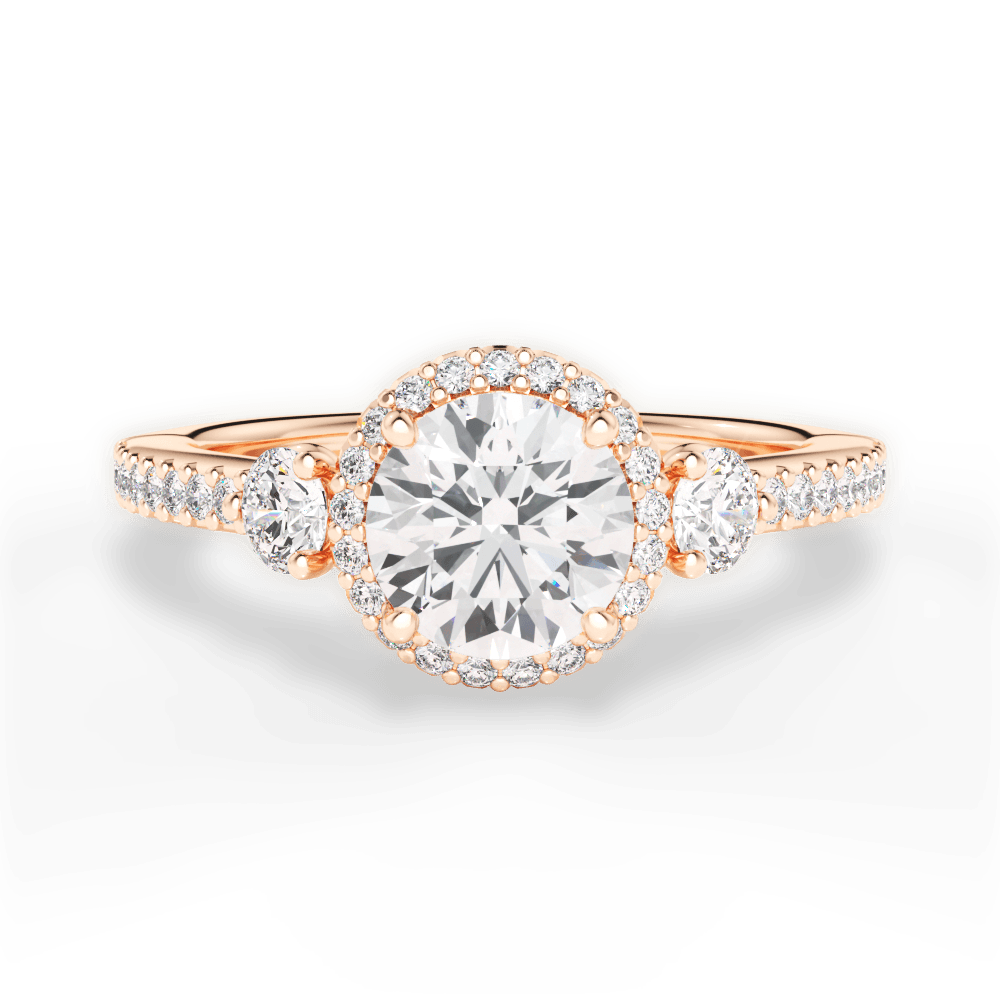 Julia Round Cut Lab Grown Diamond 18Kt Rose Gold Engagement Ring