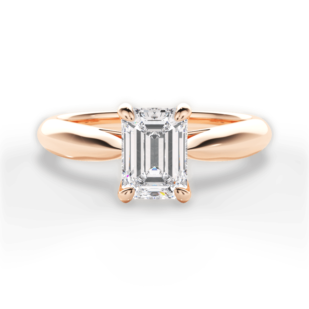 Dolores Emerald Cut Lab Grown Diamond 18Kt Rose Gold Engagement Ring
