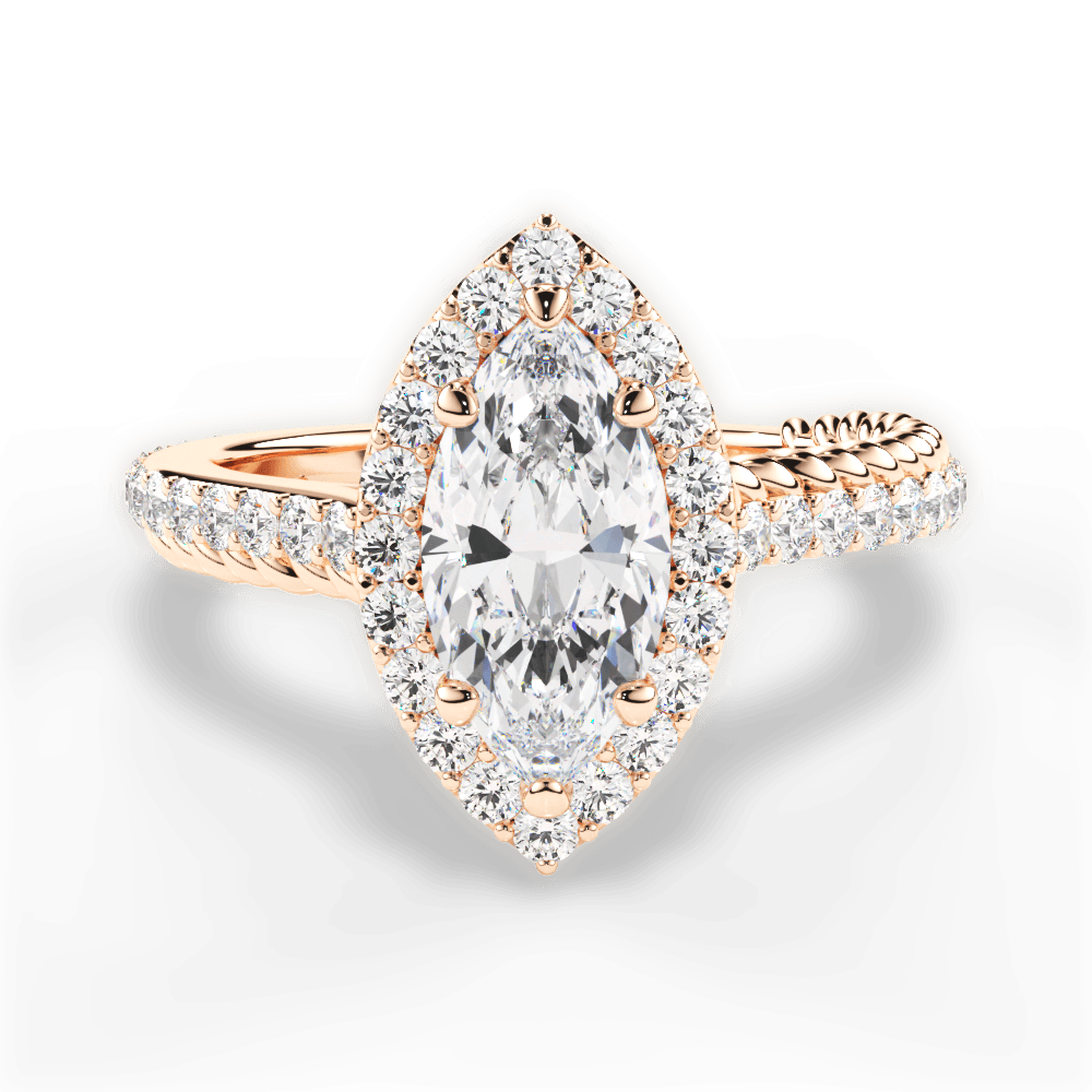 Kim Marquise Cut Lab Grown Diamond 18Kt Rose Gold Engagement Ring