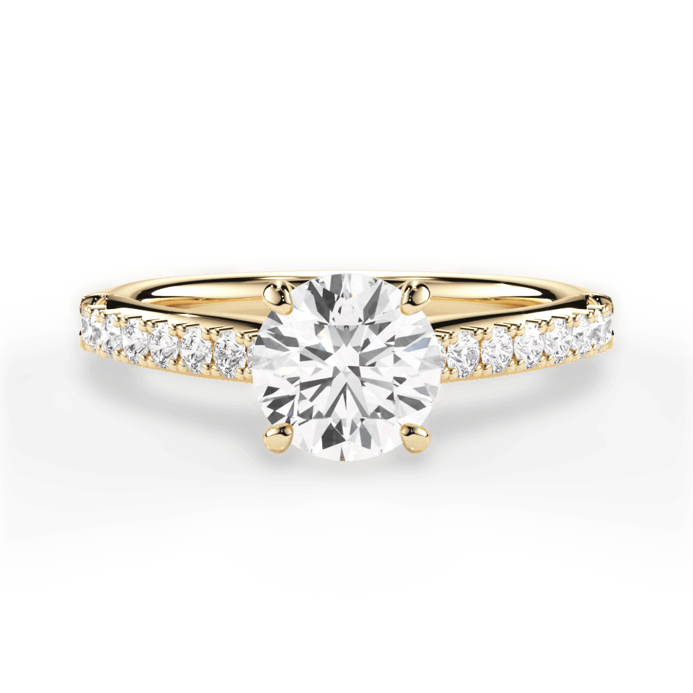 Elizabeth Round Cut Lab Grown Diamond 18Kt Yellow Gold Engagement Ring